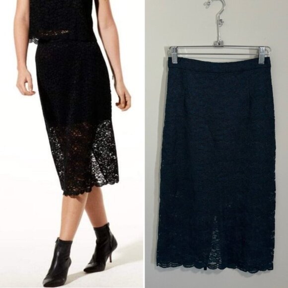 Aritzia Dresses & Skirts - Aritzia Babaton Wilbur Lace Midi Pencil Skirt Dark Teal